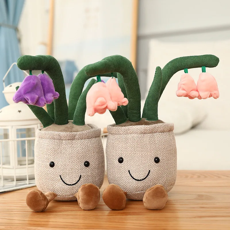 

Lifelike Bluebell Flowers Creative Potted Flowers Plush Soft Bookshelf Decor Plant Doll Plush Stuffed Toys Pillow for Girls Gift