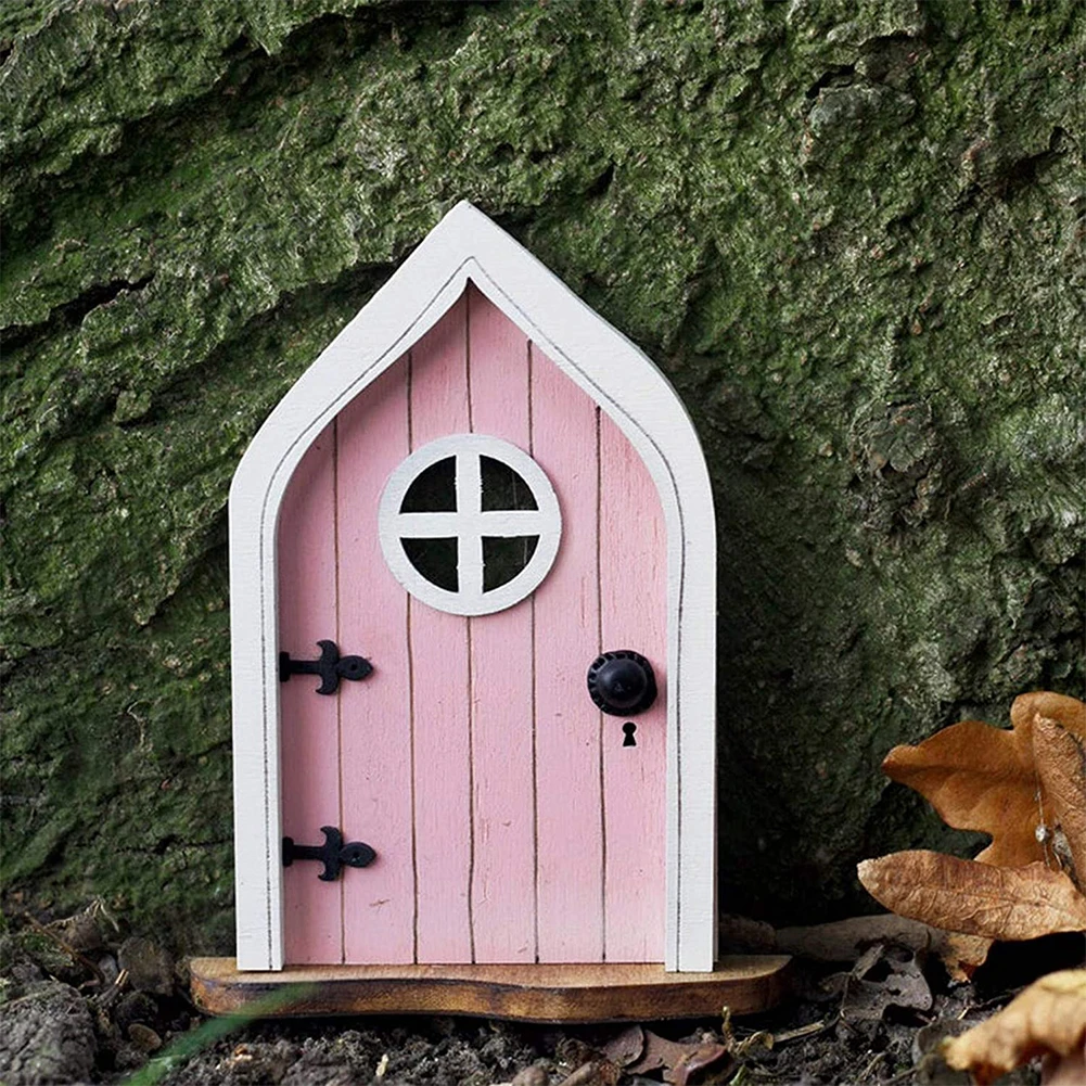 

Wood Miniature Fairy Dwarf Window Door Gnome Art Courtyard Garden Statues Decor Art Sculpture Decoration Accessories