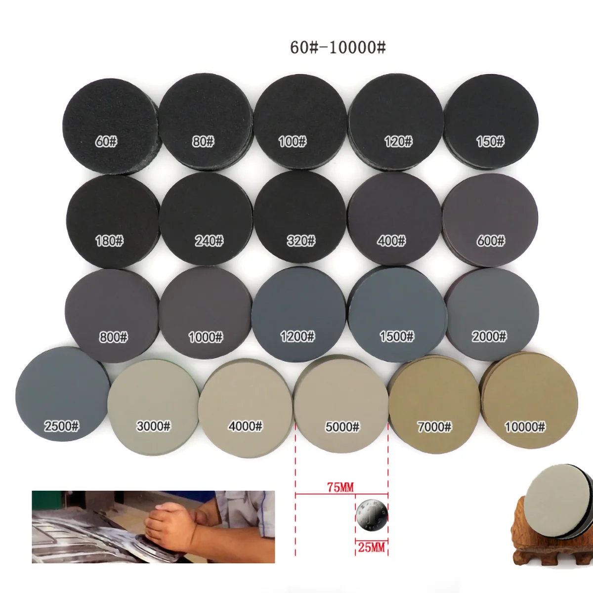 5/10/20/50/100pcs 75mm Wet and Dry Sanding Discs Grit 60-10000 3&quot Hook &amp Loop Polishing Sandpaper | Инструменты