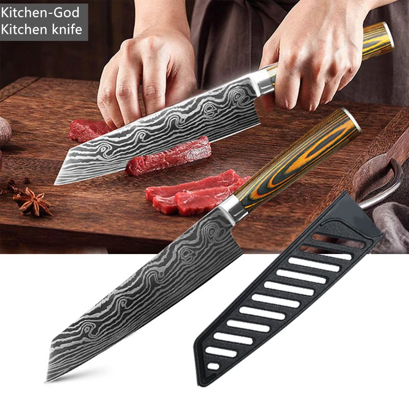 

8 inchesSet color wooden handle stainless steel six-piece set knife chef knife Japanese knife multi-purpose knife fruit knife