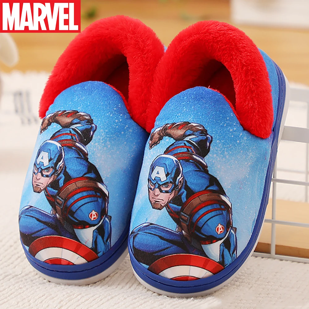 

Детские домашние тапочки Marvel из хлопка для мальчиков, Зимние Повседневные тапочки с принтом Человека-паука, теплая нескользящая обувь с мяг...