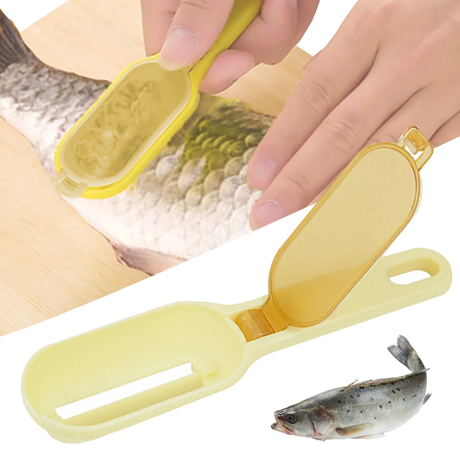 

2 In 1 Plastic Fishing Scale Brush Built-in Fish Cutter Fish Skin Brush Scraping Fast Remove Fish Knife Cleaning Scaler Scraper
