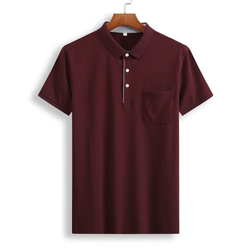 Мужская Повседневная рубашка-поло однотонная хлопковая Мягкая дышащая с