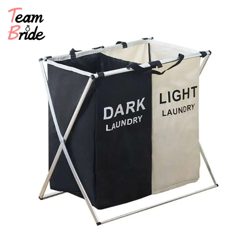 1 Laundry Basket Two/Three Grids Dirty Clothes Storage Basket Organizer Basket Collapsible Waterproof Folding Large Laundry Hamper - Color: 1