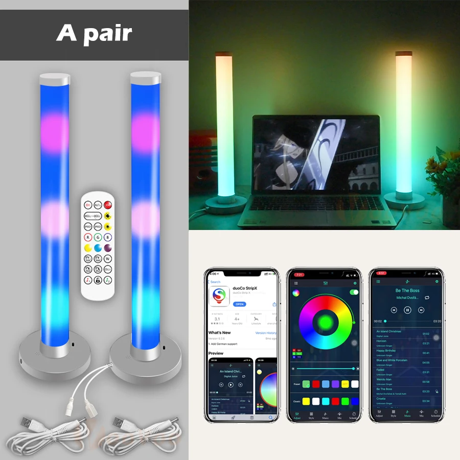

3D Smart LED Sound Control Night Light Rhythm Music Ambient Lights RGB Pickup Rhythm Lamp Computer Game TV Backlight Home Decor