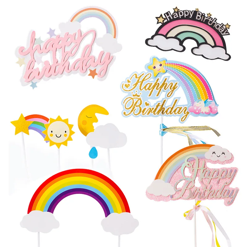 Счастливая фотография радуга облака кисточка красочный воздушный шар кекс