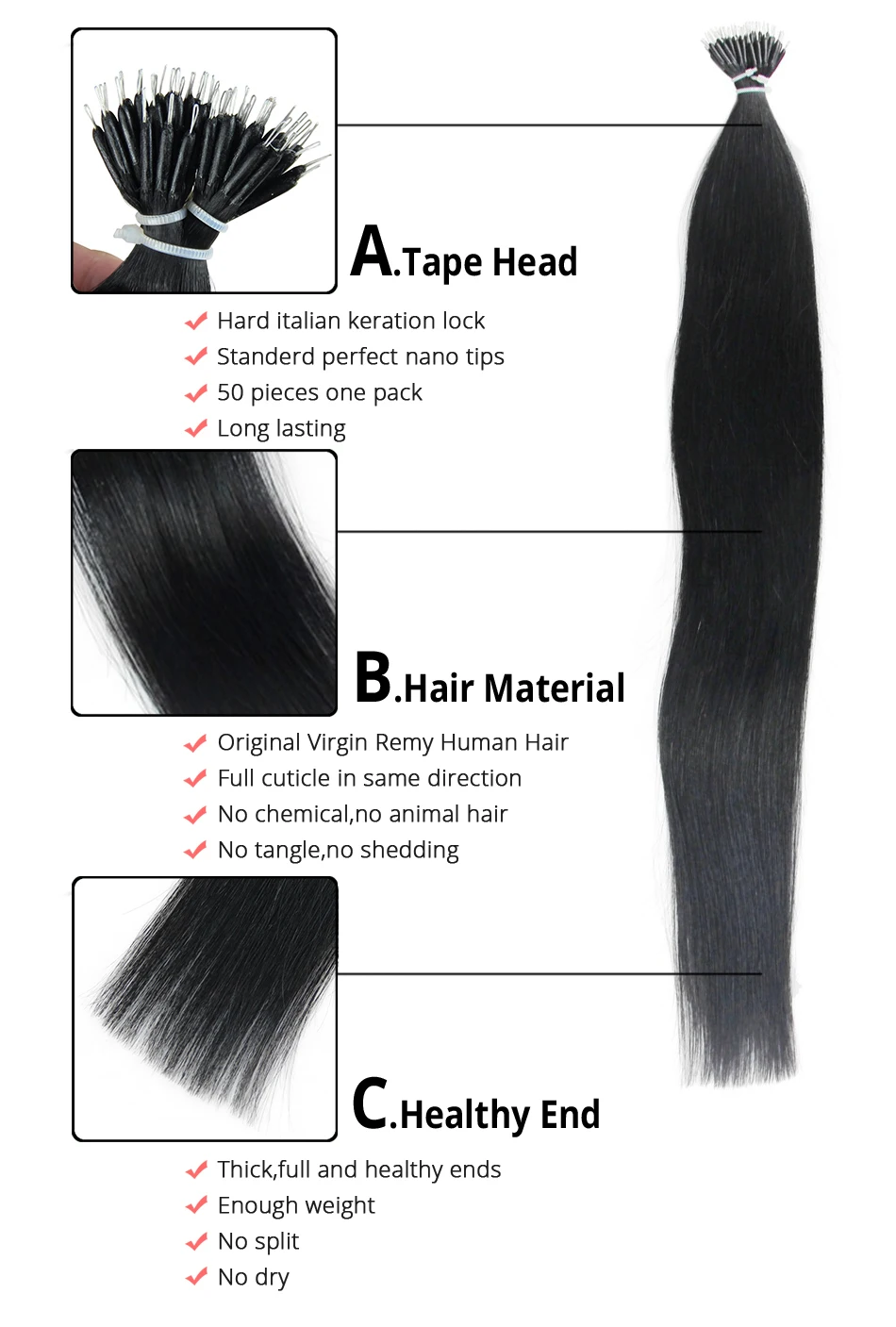 Isheeny 1"-22" дюймов микро кольцо Remy человеческие волосы для наращивания прямые черные европейские нано-кольца для волос расширение предварительно склеивание 100 шт