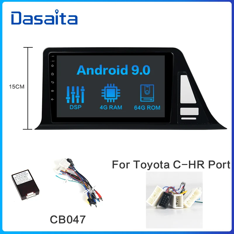 Dasaita Автомагнитола 1din Android 9,0 Автомобильная магнитола для Toyota C-HR CHR gps стерео " ips экран 64 Гб rom - Цвет: CB047