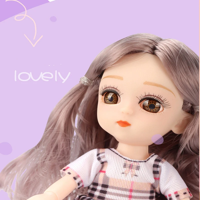 

Cute 6pcs/lot BJD Dolls 13 Joint Round Face Baby Girl Toy Smile Doll Gift Box Play House Girl Surprise Doll For Kids Gift