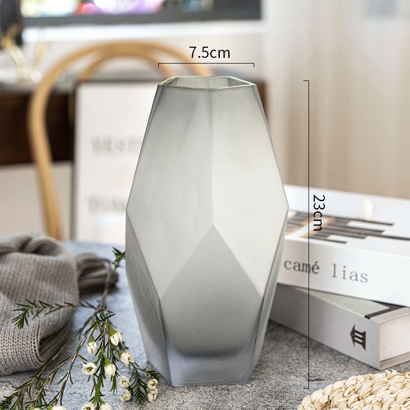 

Glass Matte Vase Modern Minimalist Living Room Ornaments Hydroponic Geometric Container Plant Peceras Table Decoration EF50FP