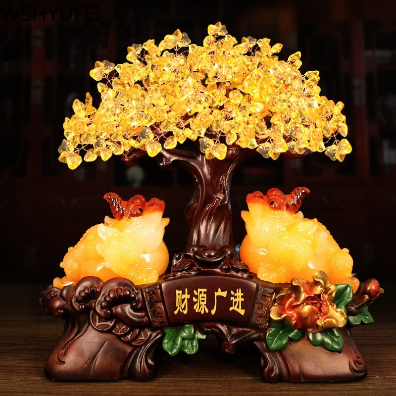 1 шт. очень большой золотой натуральный цитрин счастливое дерево для денег кошка