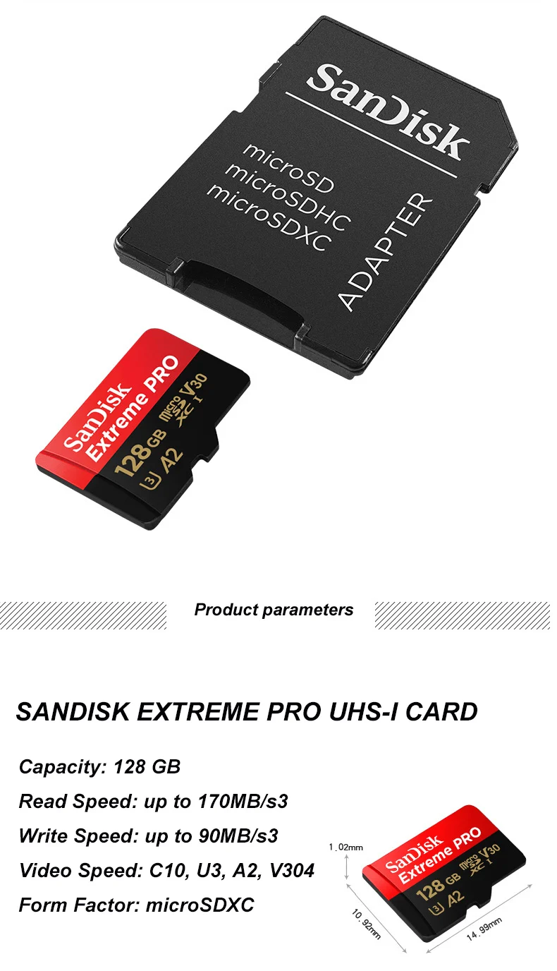 Sandisk 100% Оригинальная карта памяти Micro SD Class10 TF 32 Гб 64 128 ГБ 256 для смартфона и