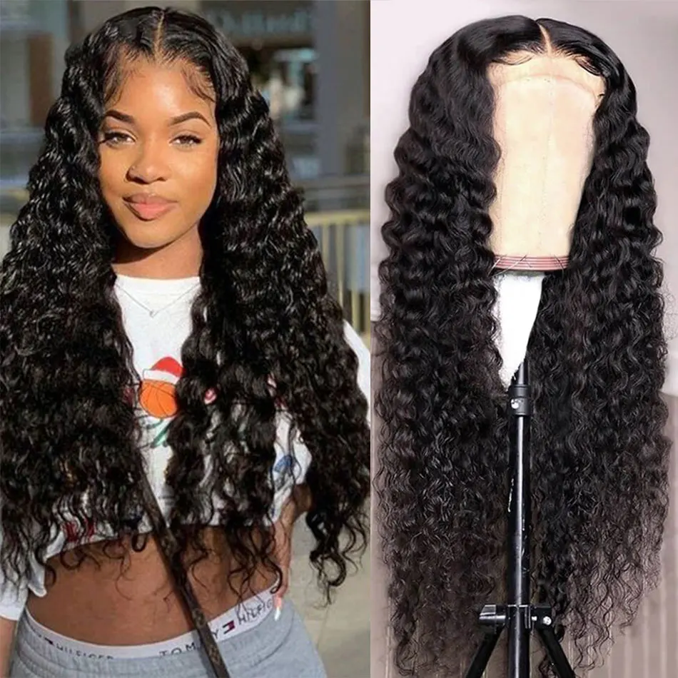 

Deep Wave 5x5 Lace Closure Wig Cheap Indian Remy Curly Human Hair Lace Wigs Black Women Glueless 28 30 Inch Closure Wig Plucked