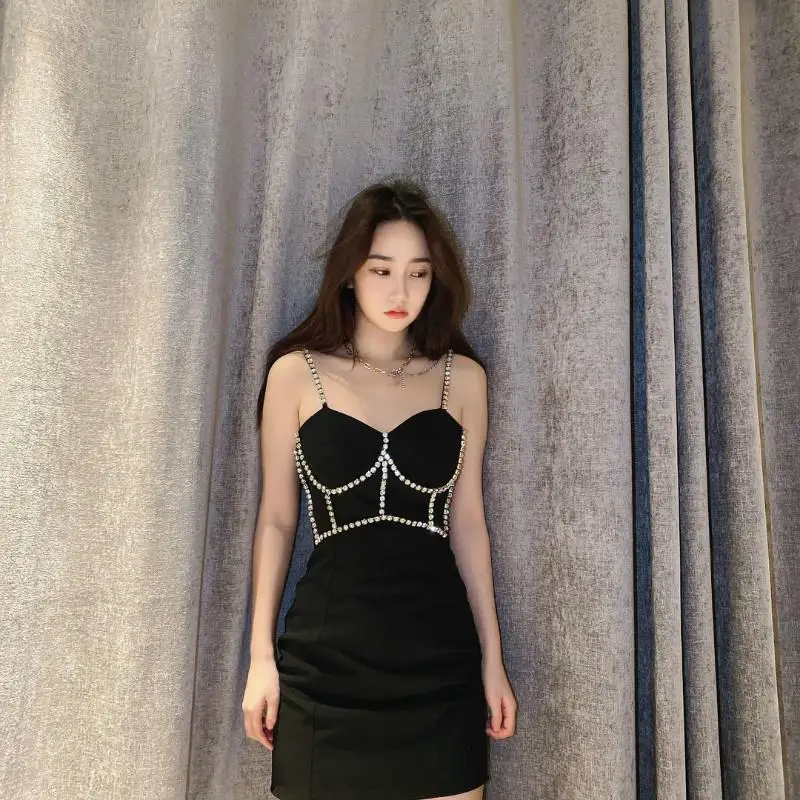 

2021 Summer Fashion Dress Sleeveless High Waist Tight Sling Mini Denim Dress Women Clothing