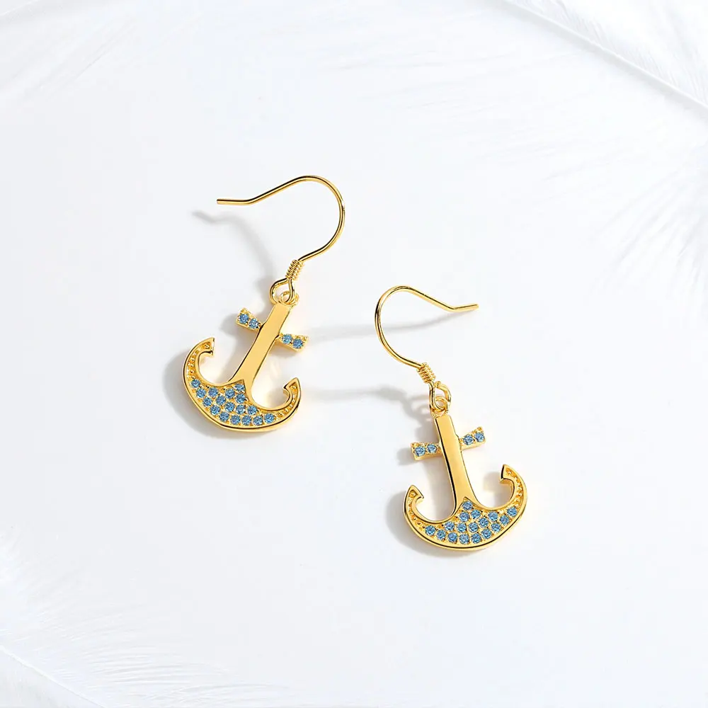 Женские серьги с якорем TONGZHE синие 925 пробы серебристые желтые золотые 2018 |