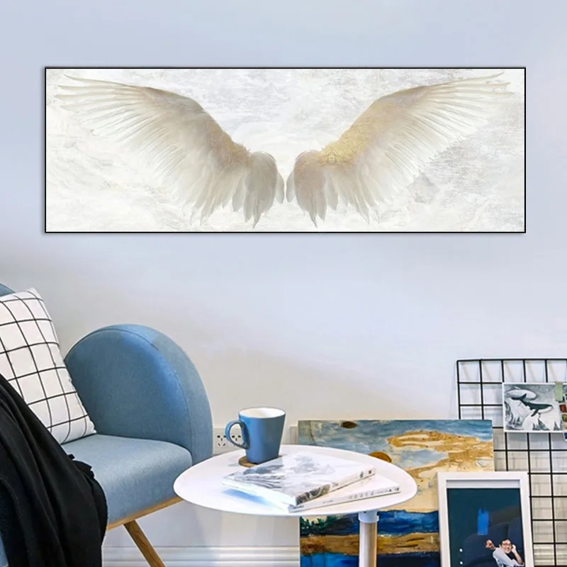 

White Angel Wings Vintage Canvas Painting Abstract Modern Prints and Posters Cuadros Wall Art Picture for Living Room Home Decor