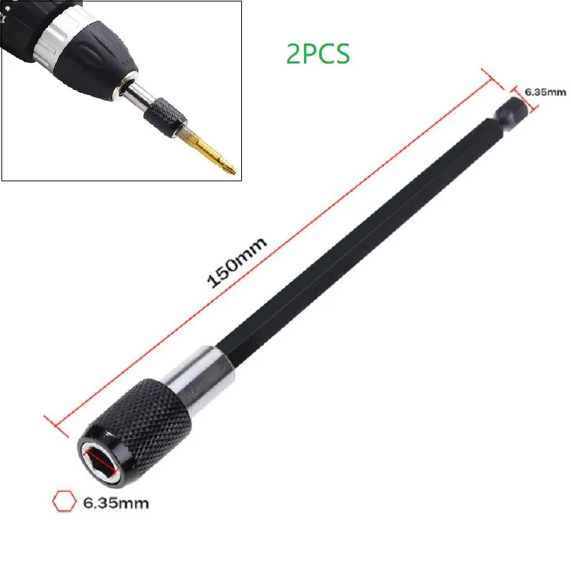 

Holder Screwdriver Bit kit Black/Silver 150mm 1/4\" Hex Shank Extension Rod