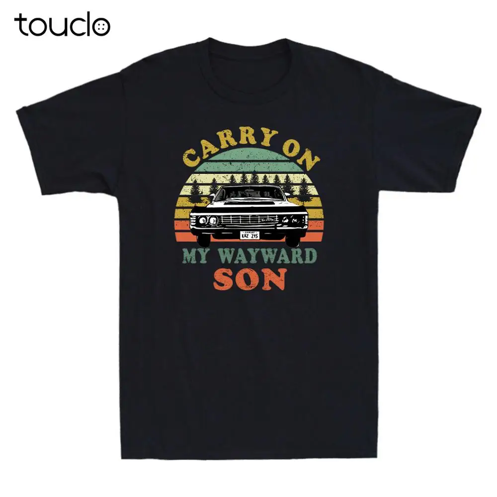 

Carry on My Wayward Son T-Shirt Supernatural Vintage Men's Short Sleeve Tee