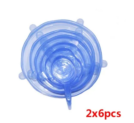 K-12PCS 6/12 шт Многоразовые Силиконовая крышка для еды стрейч Vacuum Seal Обёрточная бумага Кухня организации Пособия по кулинарии Еда держать закрытые крышки дропшиппинг - Цвет: K-12PCS