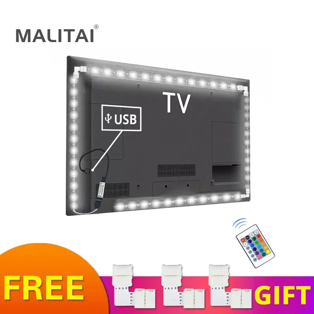 DIY 5V USB LED освещение для кухни шкафа 1M 2M 3M RGB Гибкая Светодиодная лампа лента