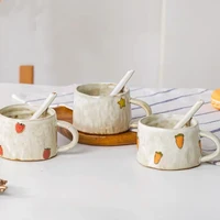 ceramic cute japanese mug handmade stoneware coffee cup spoon home creative breakfast milk hheat resistant multi purpose