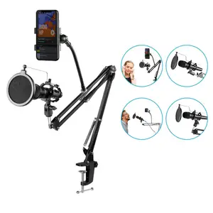 gaz 103 adjustable recording mic stand arm scissor arm microphone pop filter shockproof frame mobile phone hold free global shipping