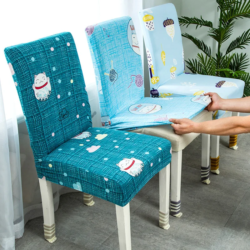 

Spandex Elastic Printing Dining Chair Slipcover Modern Removable Anti-dirty Kitchen Seat Case Stretch Chair Cover for Banquet