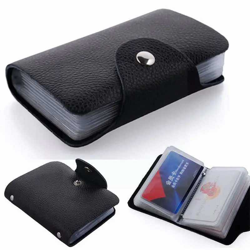 

12/24 Bits Card Case Business Card Holder Fashion PU Bag Men ID Credit Function Card Leather Wallet Women Card Passport Pas U6Q2
