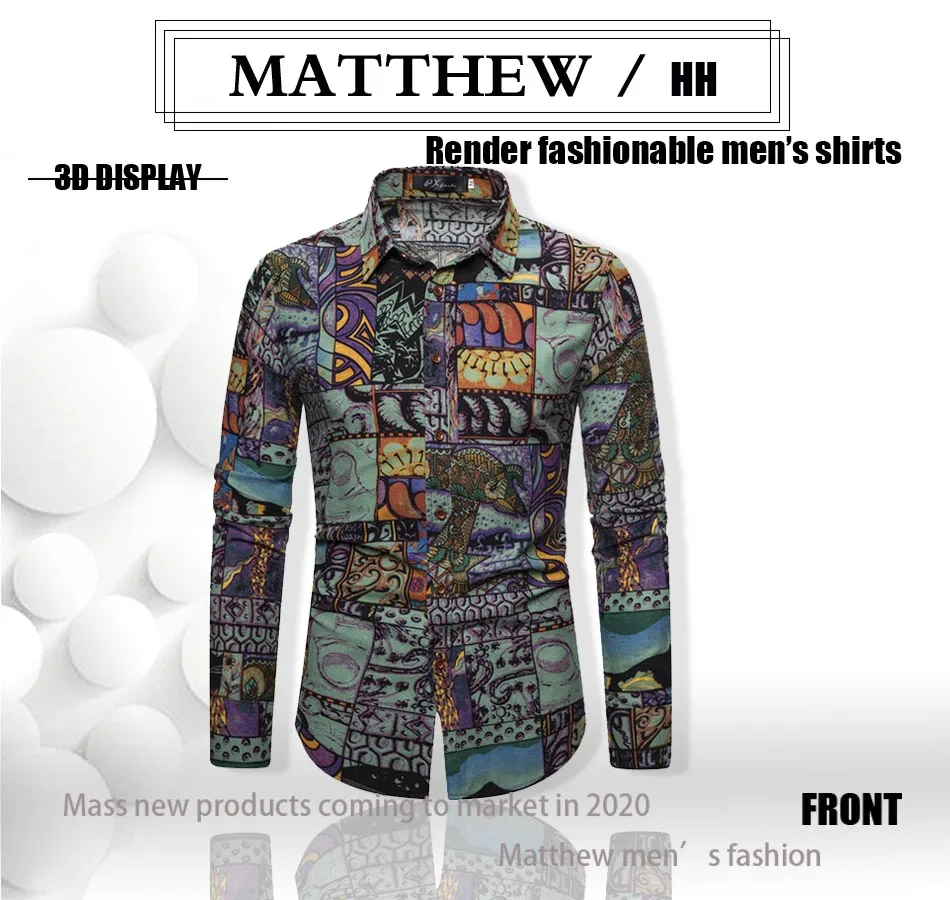 

2020 MATTHEW/HH Autumn mens shirt medium length shirt men's pattern cotton shirt fashion street leisure Y018