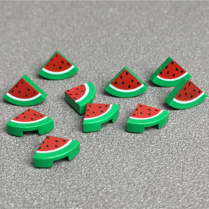 5 шт./лот арбуз ломтик аксессуары строительные блоки еда фрукт мс кирпич детская