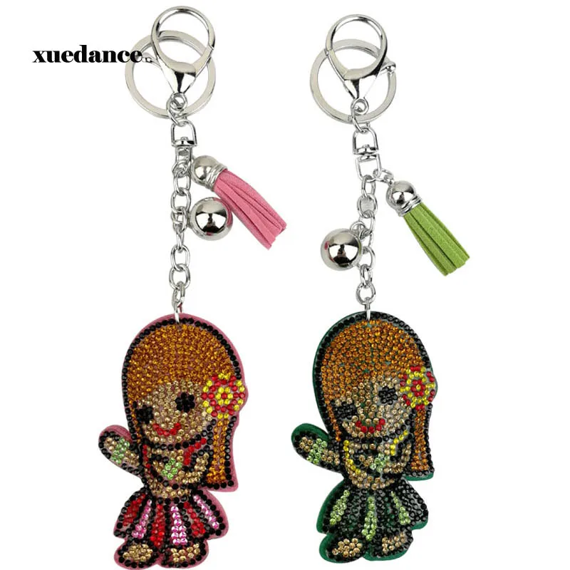 Брелок для ключей с юбкой из кожи 2 цвета брелок со стразами | Украшения и