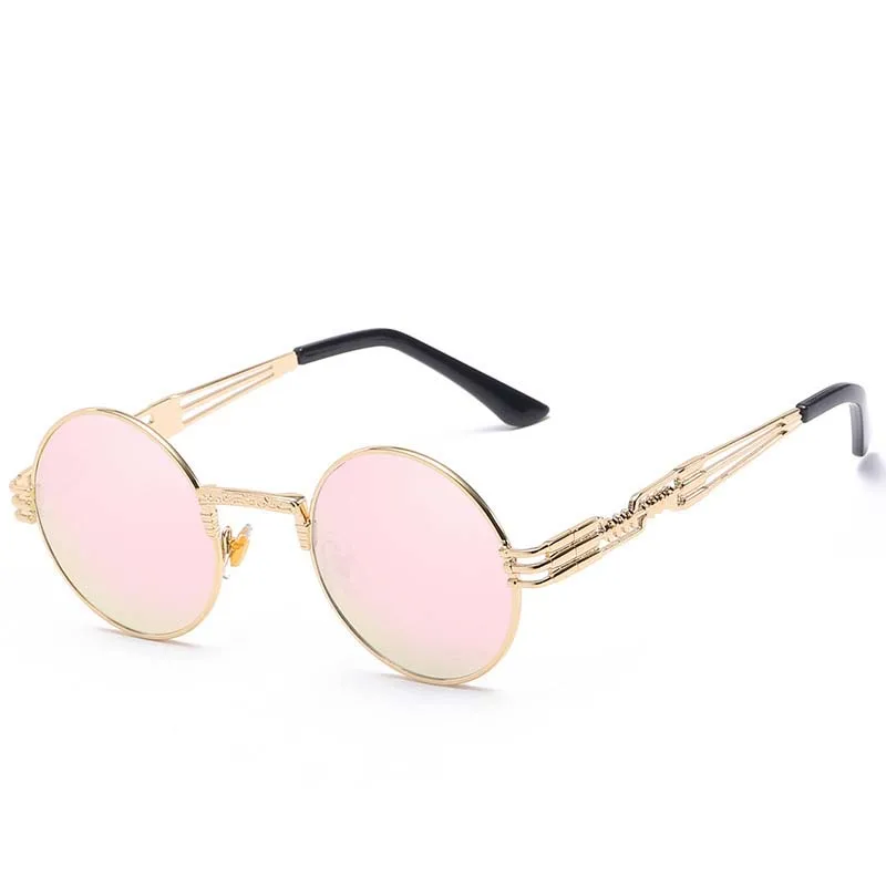 Модные паровые панк круглые мужские Солнцезащитные очки женские металлические