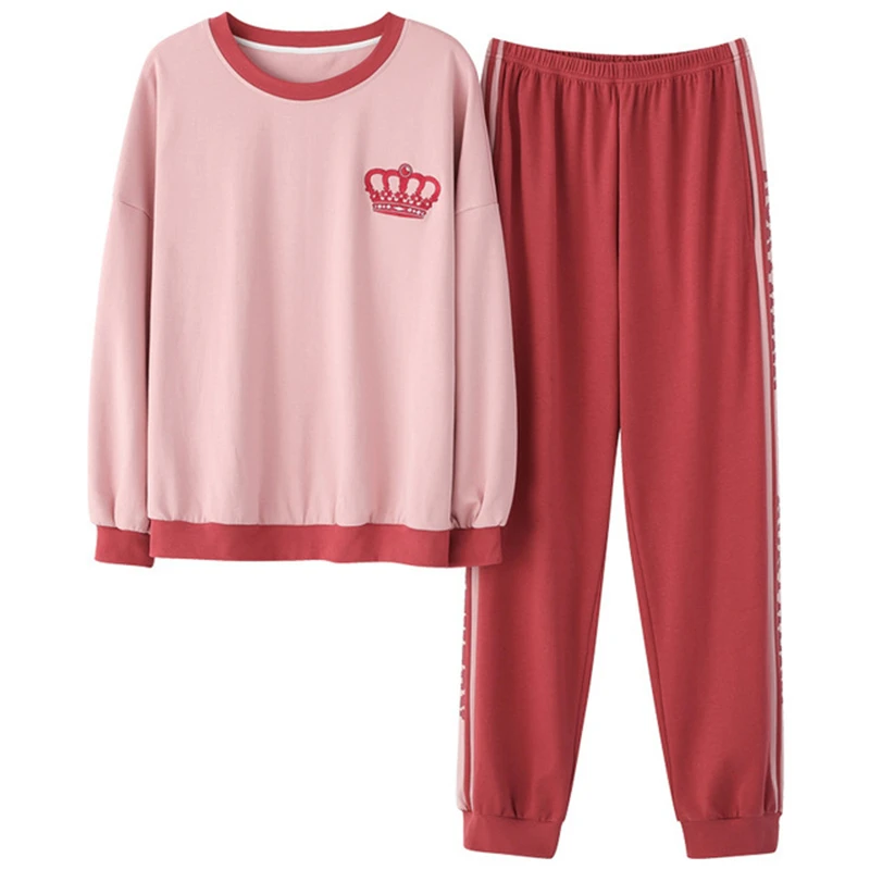 

Autumn and winter ladies pure cotton thread pullover sports long sleeve suit leisure and comfortable home two-piece suit JJF0115