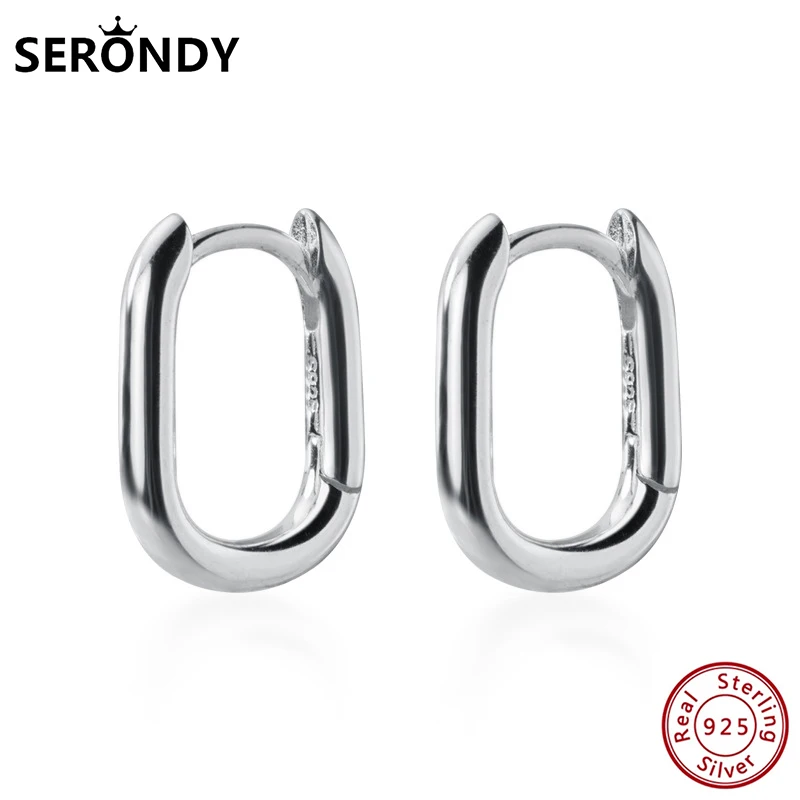 SERONDY овального кольца 925 Серебряные серьги для женщин необычных ювелирных