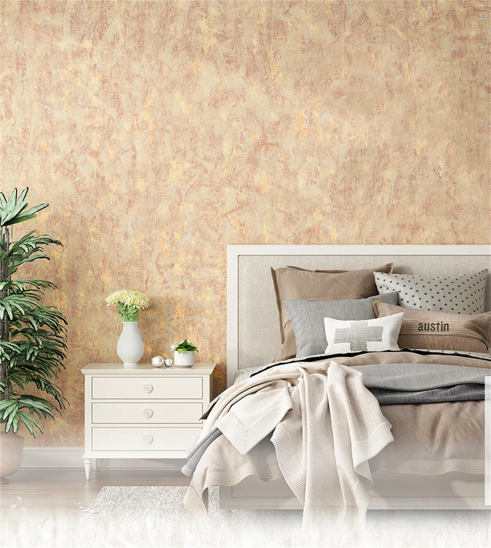 

7 Color Bronzing Mottled Wallpaper 10m Solid Color Plant Non-woven European Luxury Thicken Living Room Bedroom Home Wall Decor