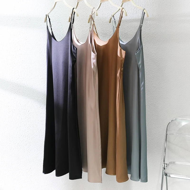 

Toppies 2021 Women Satin Dress Party Luxury Shiny Sundress Sexy Imitation Silk Fashion Ladies Dress