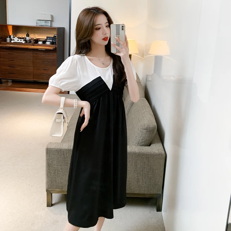 

Make French temperament fold dress new female han edition first love summer skirt to show thin sweet platycodon grandiflorum