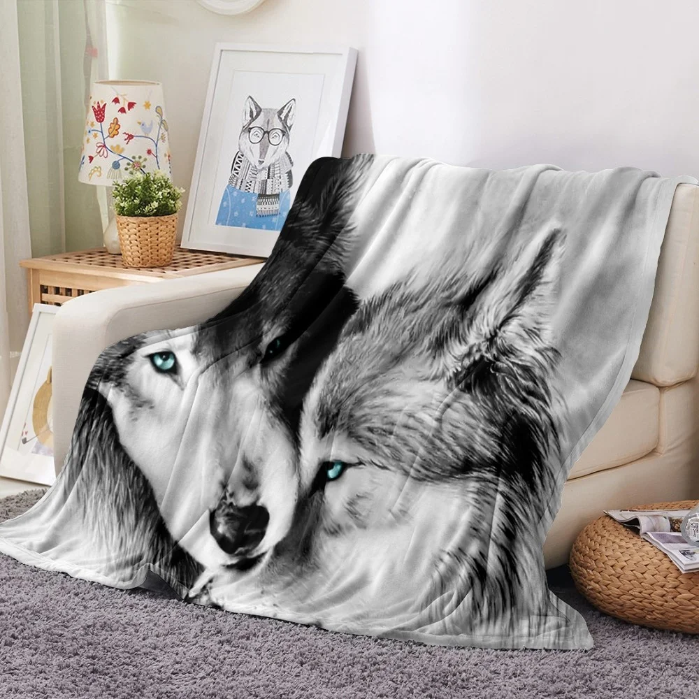 

Wolf Blanket Gift For Girls Boys Teens 3D Print Animals Blanket Soft Flannel Fleece Blanket For Sofa Bed Dropshipping Bedding