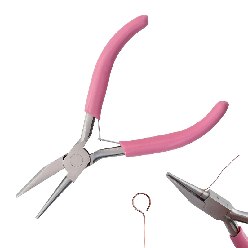 

Pink Jewelry Pliers Tool Equipment For Handcraft Beadwork Repair Plier Carbon Steel Winding Pliers For Jewelry Making DIY