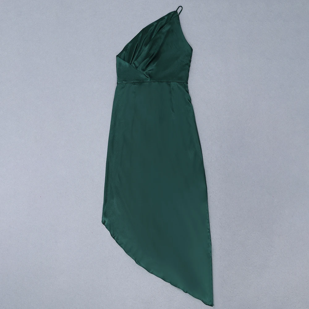 Новинка 2020 женское зеленое облегающее платье на одно плечо без рукавов