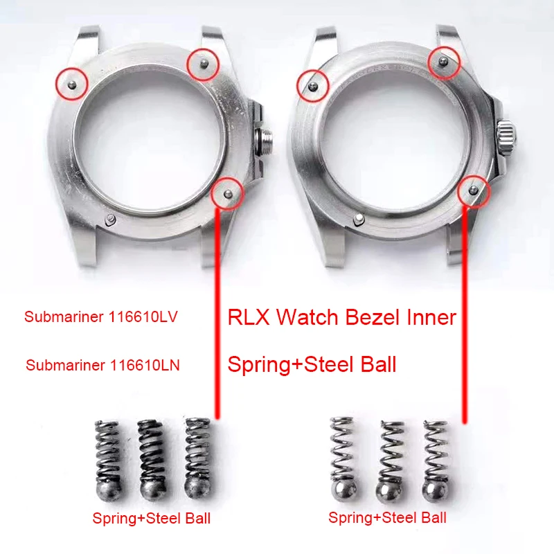 6PCS Watch Bezel Inner Case Click Spring Steel Ball Tips For RLX SUB Submariner 116610, Watch Parts Replacement