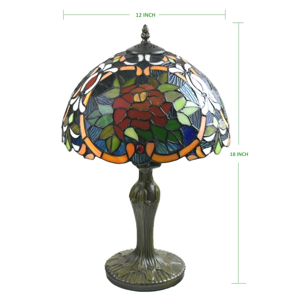 Настольная лампа освещение для стола Витражная абажур цвет синий 12 дюймов