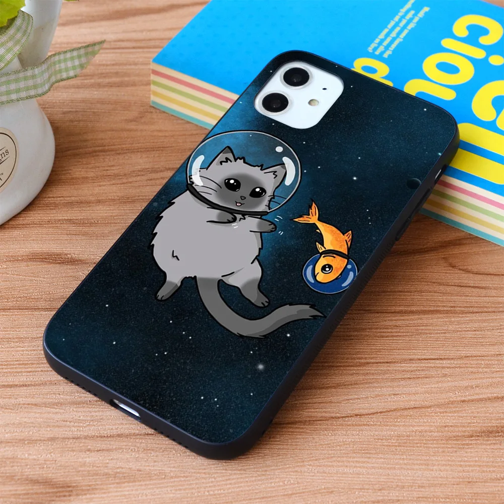 

For iPhone spacecat and spacefish Soft TPU border Apple iPhone Case