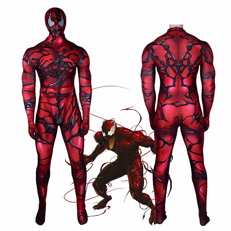 2020 Red Venom Symbiote Cosplay Costume Zentai Unisex Bodysuit Carnage 3D Printed Adults Kids One-Piece Spandex Jumpsuits 2020 R