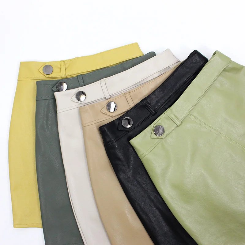 Женские зимние юбки с поясом на молнии прямые мини-юбки из искусственной кожи