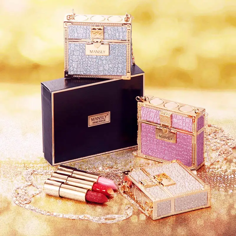 Блестящая роскошная сумка губная помада с зеркальным матовым увлажняющим