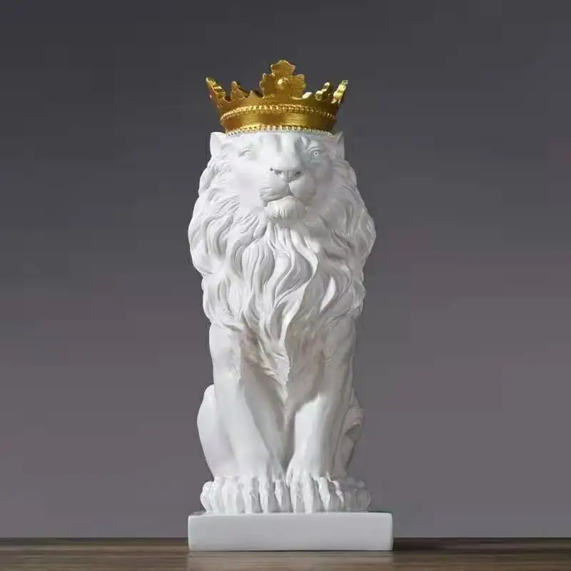 

Лидер продаж, 3 цвета, абстрактная смола, скульптура льва, корона, статуя льва, украшения ручной работы, модель короля льва, аксессуары для ук...