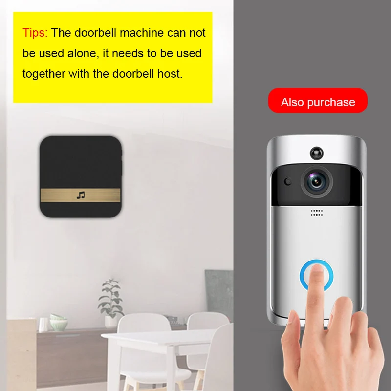 Беспроводной Wifi умный видео дверной звонок 433 МГц музыкальная шкатулка