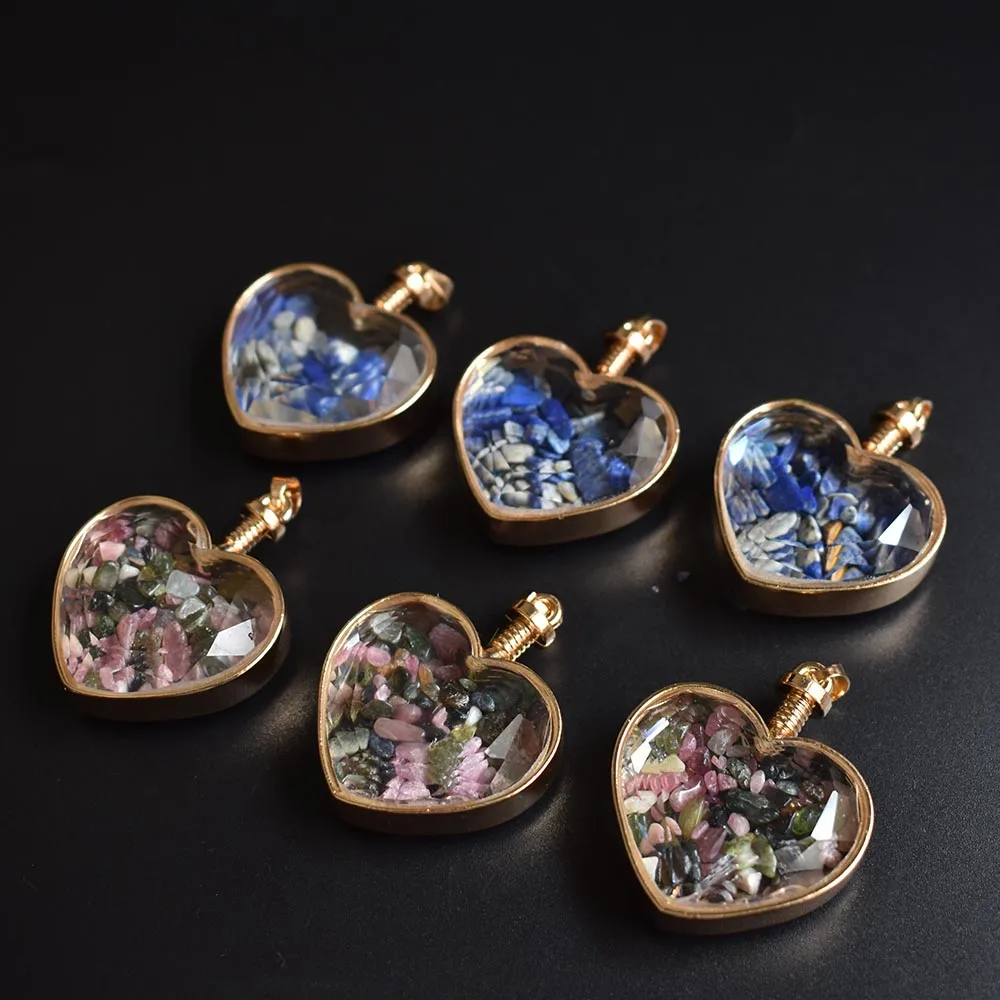 

2022 fashion gold color plated wish bottle lapis lazuli celestite jewelry pendant 6pcs /lot wholesale free shipping