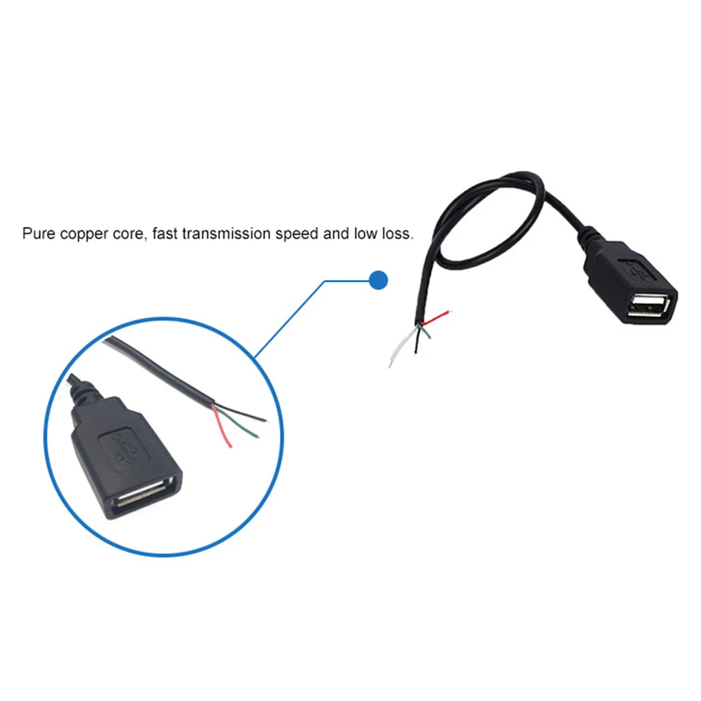 30 см USB 2 0 Тип A гнездовой разъем 4 ядра кабель для зарядки питания шнур провода